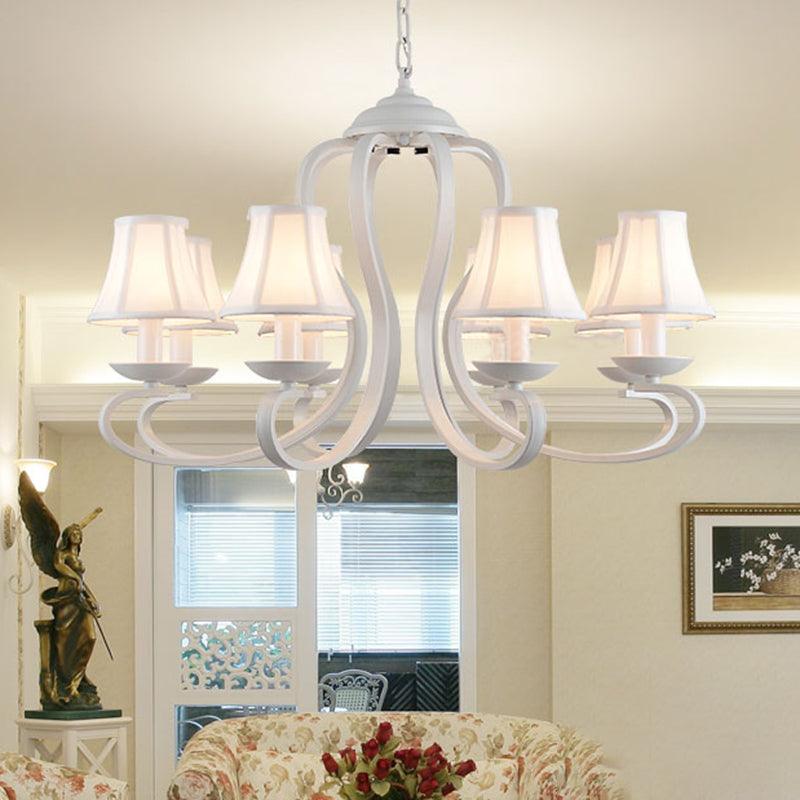 3/6/8 Lights Fabric Hanging Chandelier Traditional White Fixture - Rebooters
