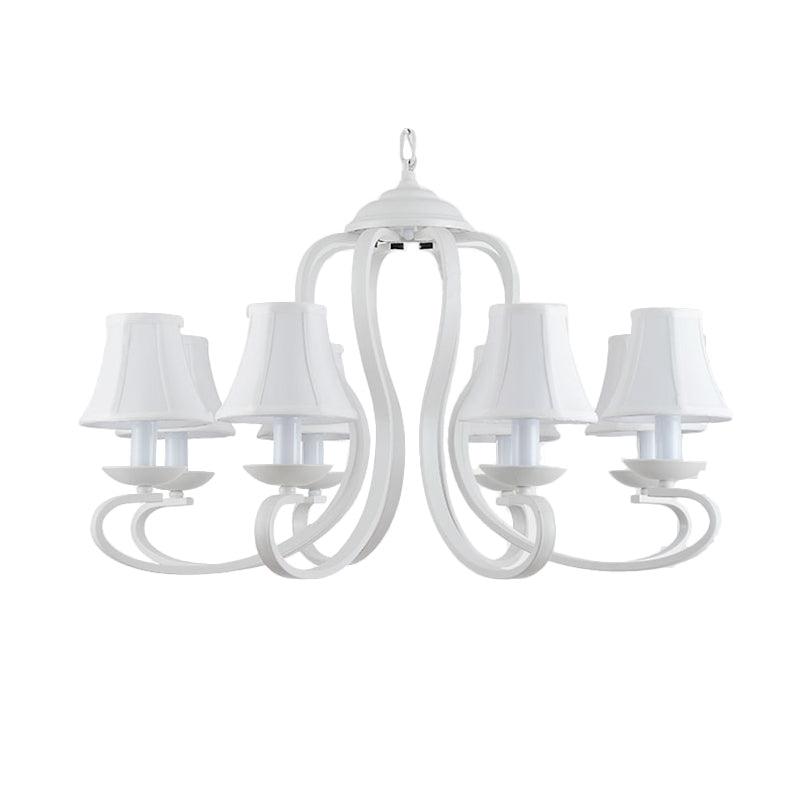 3/6/8 Lights Fabric Hanging Chandelier Traditional White Fixture - Rebooters