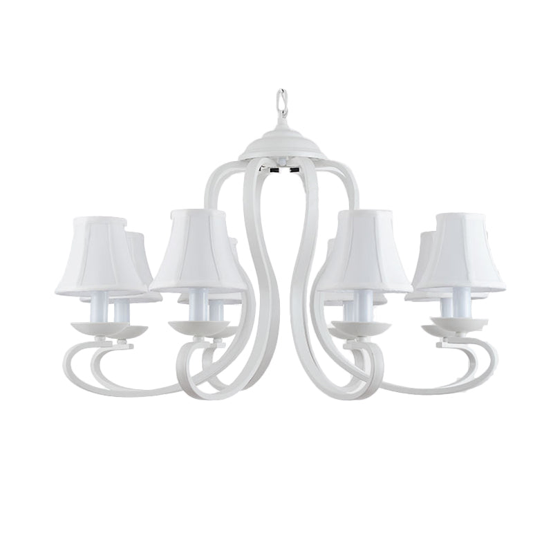 3/6/8 Lights Fabric Hanging Chandelier Traditional White Fixture - Rebooters