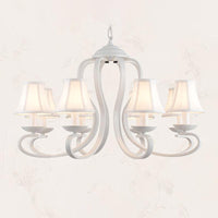 3/6/8 Lights Fabric Hanging Chandelier Traditional White Fixture - Rebooters