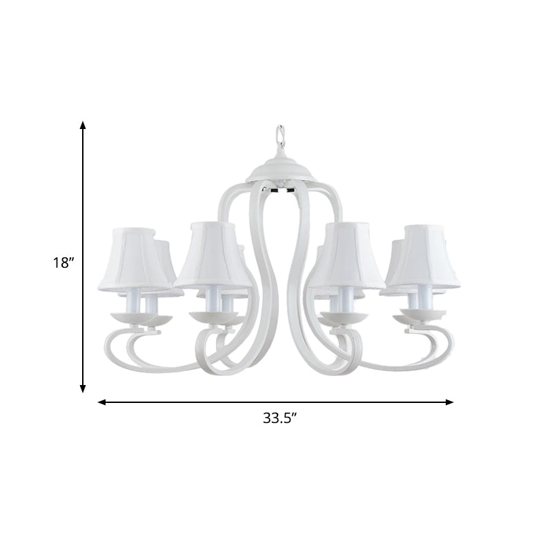 3/6/8 Lights Fabric Hanging Chandelier Traditional White Fixture - Rebooters