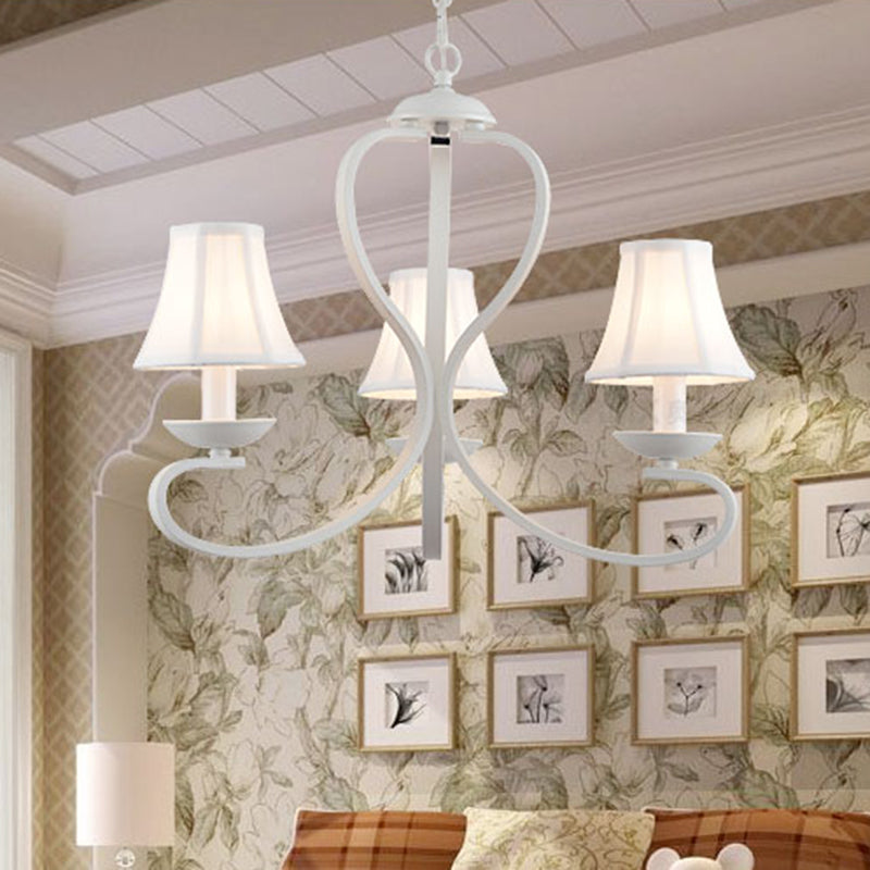 3/6/8 Lights Fabric Hanging Chandelier Traditional White Fixture - Rebooters