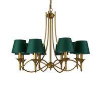 3/6/8 Lights Fabric Pendant Chandelier Classic Green Cone - Rebooters