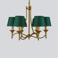 3/6/8 Lights Fabric Pendant Chandelier Classic Green Cone - Rebooters