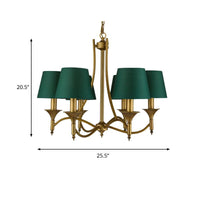 3/6/8 Lights Fabric Pendant Chandelier Classic Green Cone - Rebooters