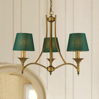 3/6/8 Lights Fabric Pendant Chandelier Classic Green Cone - Rebooters