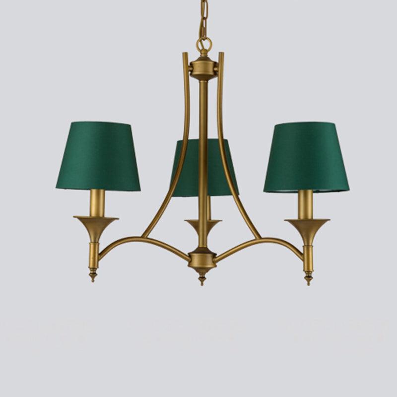 3/6/8 Lights Fabric Pendant Chandelier Classic Green Cone - Rebooters