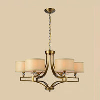 3/6 Lights Ceiling Light Traditional Drum Fabric Chandelier Beige - Rebooters
