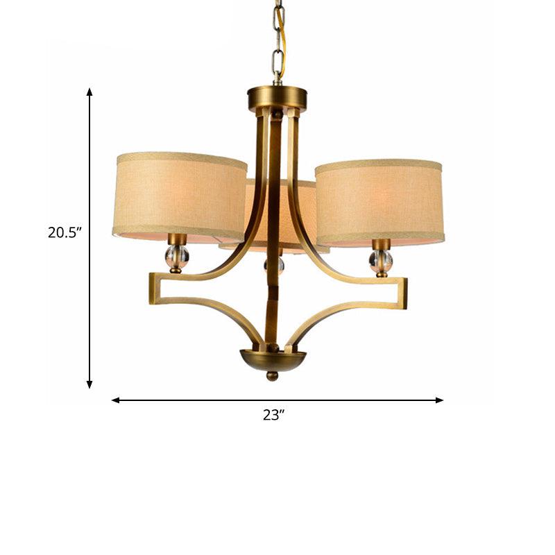 3/6 Lights Ceiling Light Traditional Drum Fabric Chandelier Beige - Rebooters