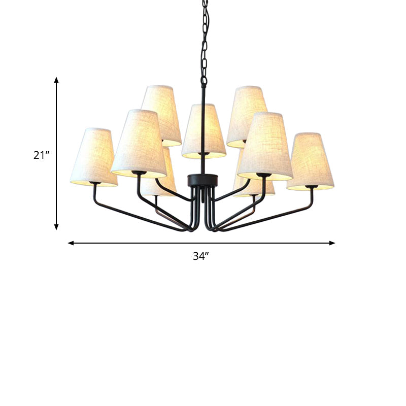 Fabric Conical Hanging Chandelier Traditional 3/5/6 Lights - Rebooters