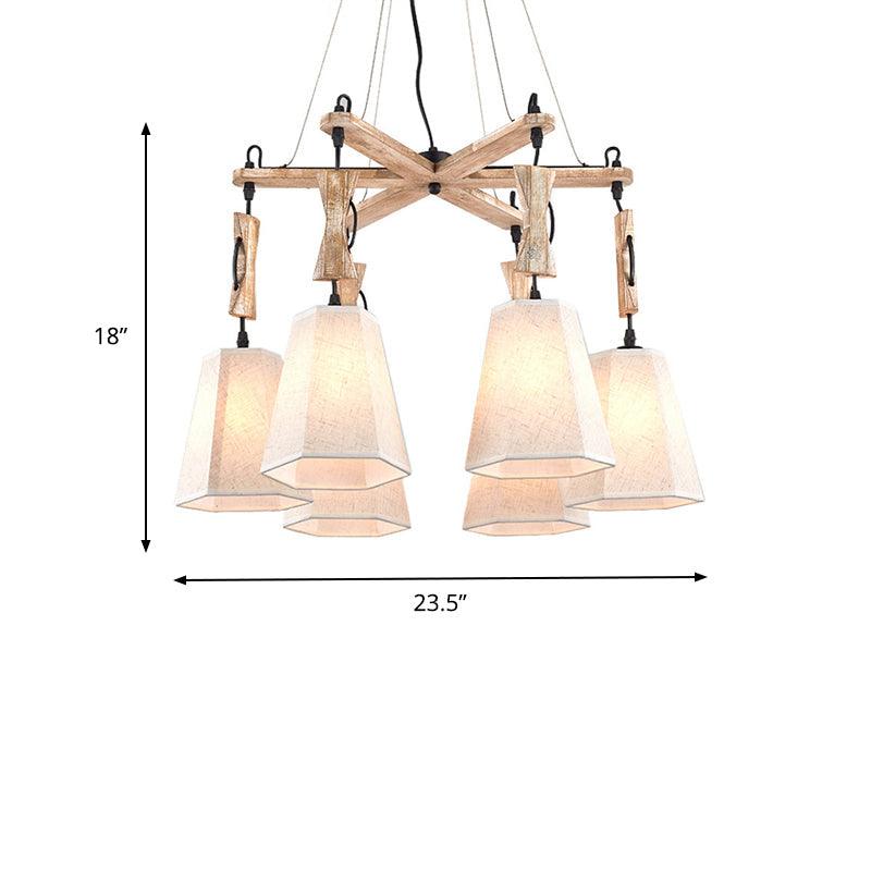 Tapered Fabric Chandelier Light Traditional 6 Lights Pendant - Rebooters