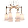 Tapered Fabric Chandelier Light Traditional 6 Lights Pendant - Rebooters