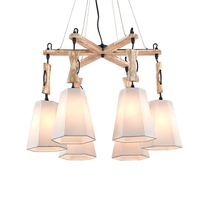 Tapered Fabric Chandelier Light Traditional 6 Lights Pendant - Rebooters