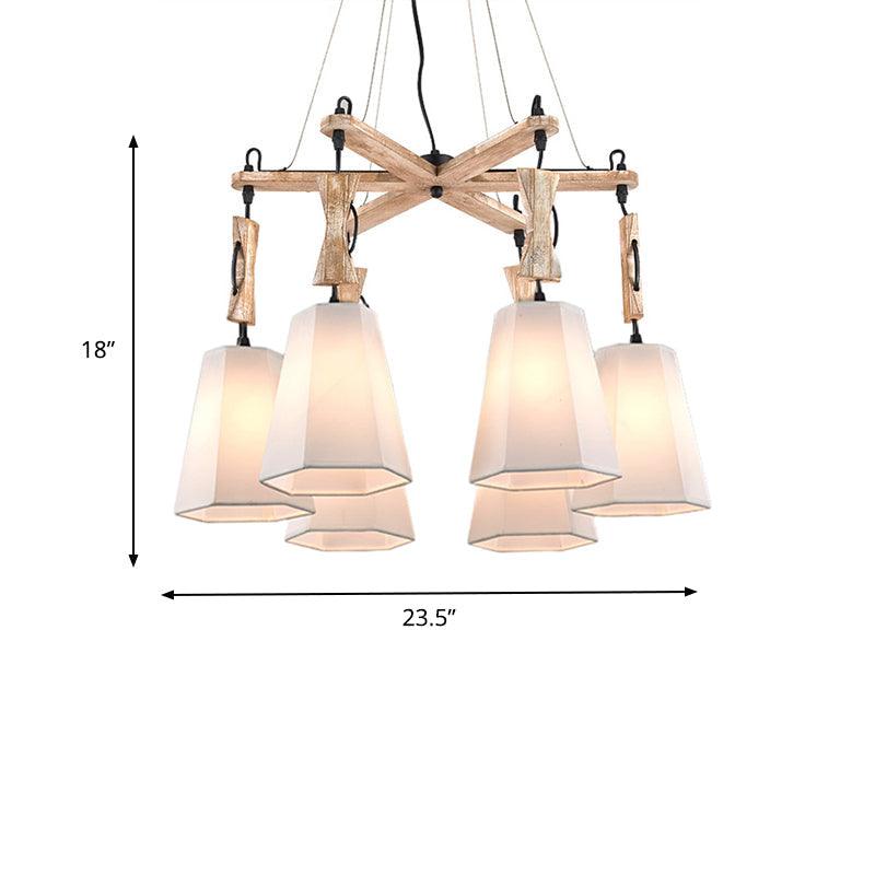 Tapered Fabric Chandelier Light Traditional 6 Lights Pendant - Rebooters