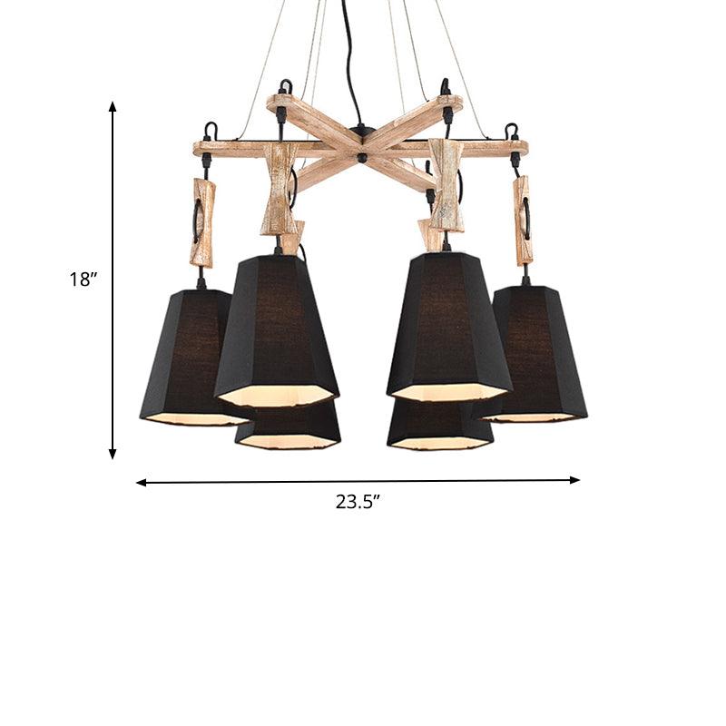 Tapered Fabric Chandelier Light Traditional 6 Lights Pendant - Rebooters