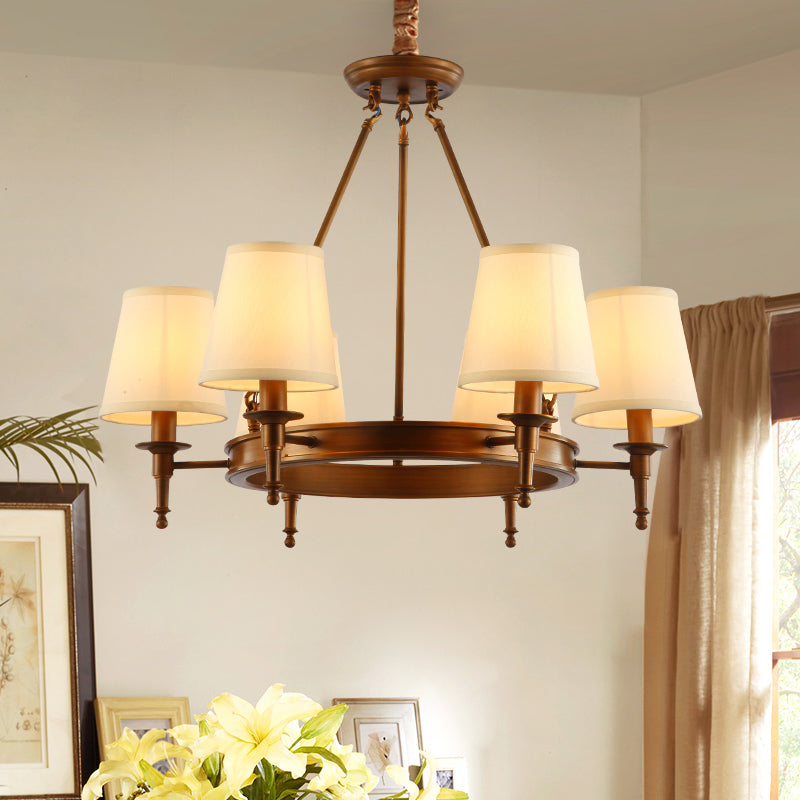 Conical Living Room Ceiling Chandelier Classic Fabric Fixture - Rebooters