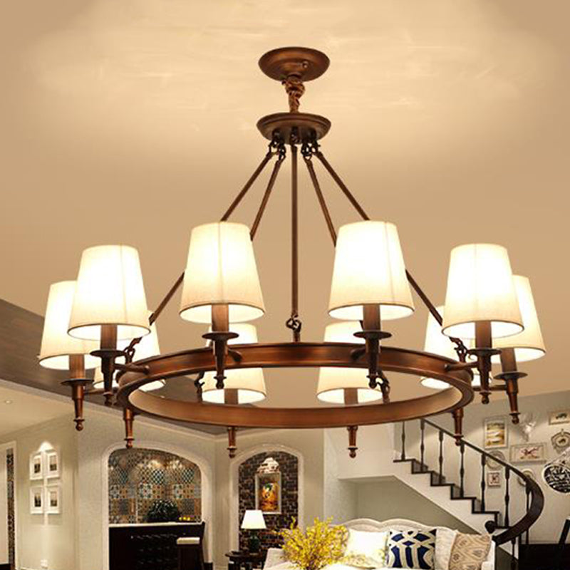 Conical Living Room Ceiling Chandelier Classic Fabric Fixture - Rebooters