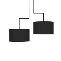 2 Bulbs Drum Chandelier Light Traditional Black White Fabric Hanging Ceiling Fixture 23 27 Wide - Rebooters