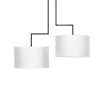 2 Bulbs Drum Chandelier Light Traditional Black White Fabric Hanging Ceiling Fixture 23 27 Wide - Rebooters