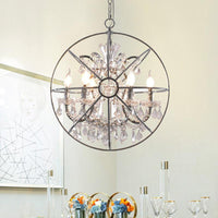 6 Lights Crystal Pendant Chandelier Classic Silver Globe Ceiling Fixture - Rebooters