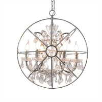 6 Lights Crystal Pendant Chandelier Classic Silver Globe Ceiling Fixture - Rebooters