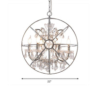 6 Lights Crystal Pendant Chandelier Classic Silver Globe Ceiling Fixture - Rebooters
