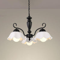 3/6/8 Bulbs Ceiling Lamp with Scalloped Shade Ceramic Chandelier Pendant Light in Black - Rebooters