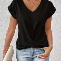 V-Neck Blouse With Draped Front Design For Women Rebooters Womens Shirts