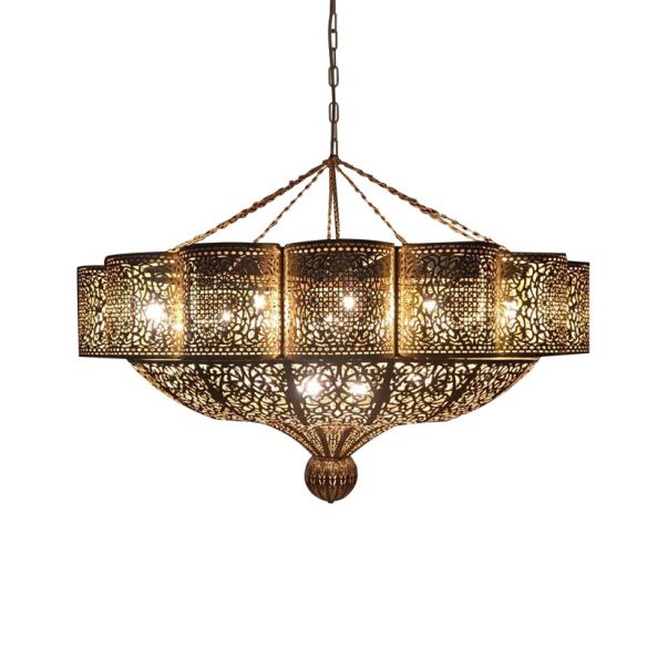 11 Heads Pendant Light Kit Arab Style Brass Chandelier - Rebooters