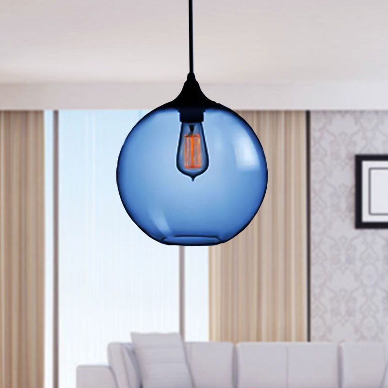 Globe Ceiling Pendant Light Simplicity Glass 1 Light Red Brown Clear - Rebooters