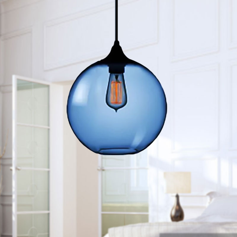Globe Ceiling Pendant Light Simplicity Glass 1 Light Red Brown Clear - Rebooters