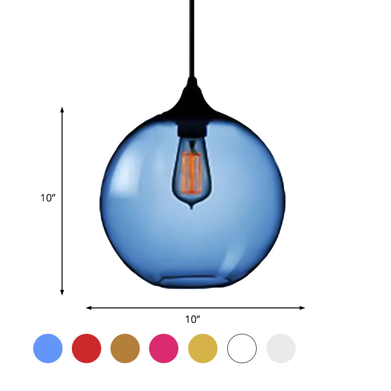 Globe Ceiling Pendant Light Simplicity Glass 1 Light Red Brown Clear - Rebooters