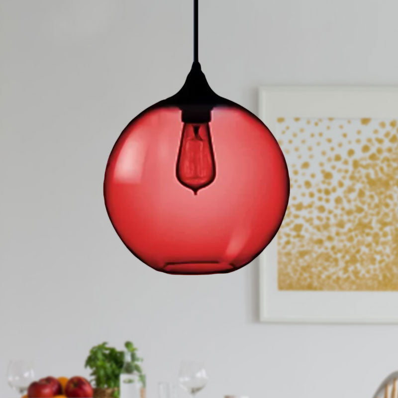 Globe Ceiling Pendant Light Simplicity Glass 1 Light Red Brown Clear - Rebooters