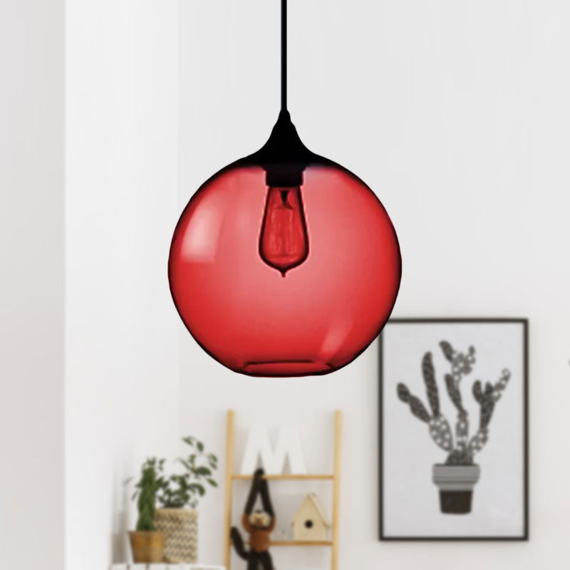 Globe Ceiling Pendant Light Simplicity Glass 1 Light Red Brown Clear - Rebooters
