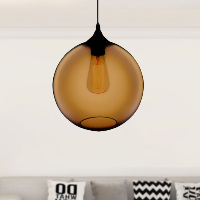Globe Ceiling Pendant Light Simplicity Glass 1 Light Red Brown Clear - Rebooters