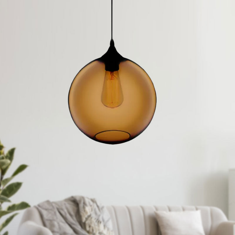 Globe Ceiling Pendant Light Simplicity Glass 1 Light Red Brown Clear - Rebooters