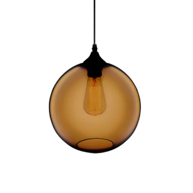 Globe Ceiling Pendant Light Simplicity Glass 1 Light Red Brown Clear - Rebooters