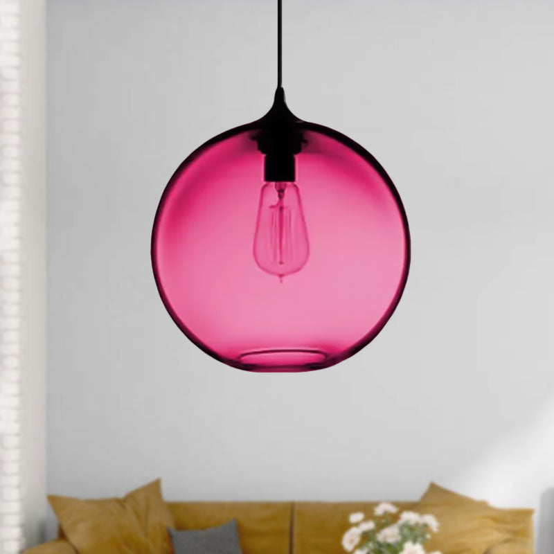 Globe Ceiling Pendant Light Simplicity Glass 1 Light Red Brown Clear - Rebooters