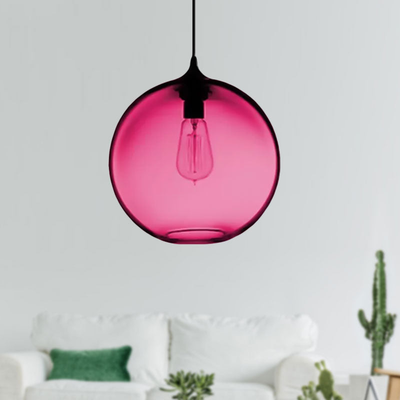 Globe Ceiling Pendant Light Simplicity Glass 1 Light Red Brown Clear - Rebooters