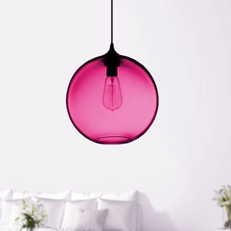 Globe Ceiling Pendant Light Simplicity Glass 1 Light Red Brown Clear - Rebooters