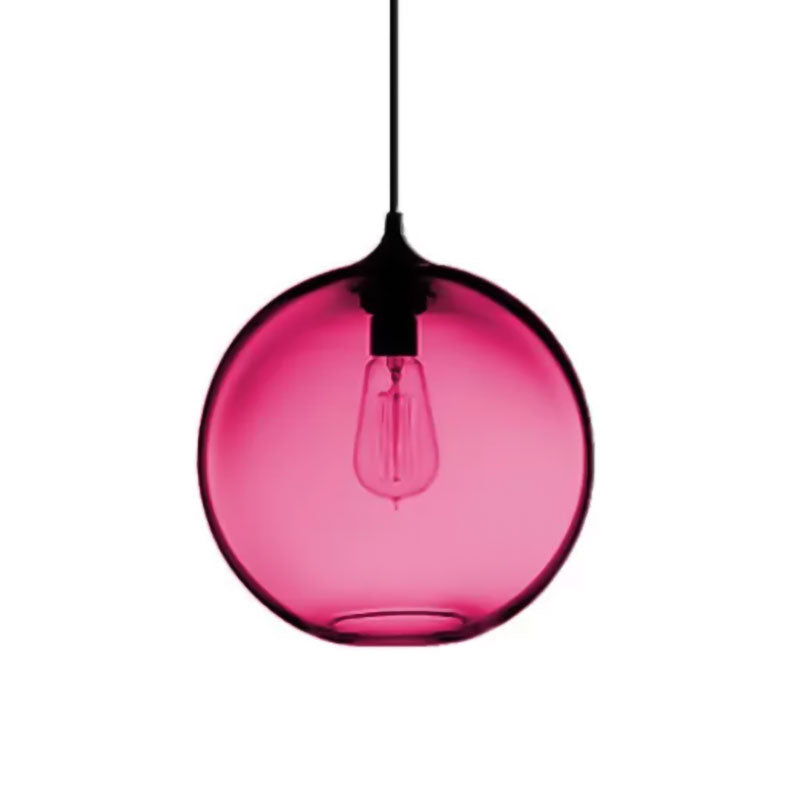 Globe Ceiling Pendant Light Simplicity Glass 1 Light Red Brown Clear - Rebooters