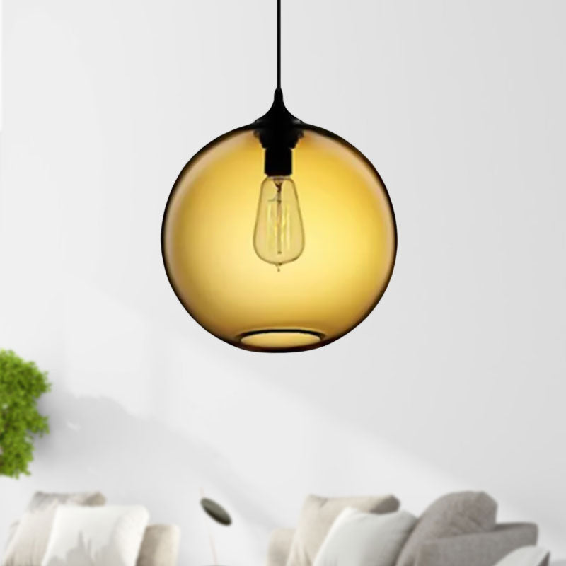 Globe Ceiling Pendant Light Simplicity Glass 1 Light Red Brown Clear - Rebooters