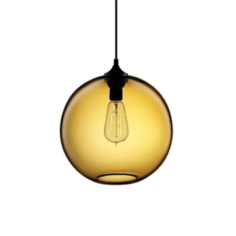 Globe Ceiling Pendant Light Simplicity Glass 1 Light Red Brown Clear - Rebooters