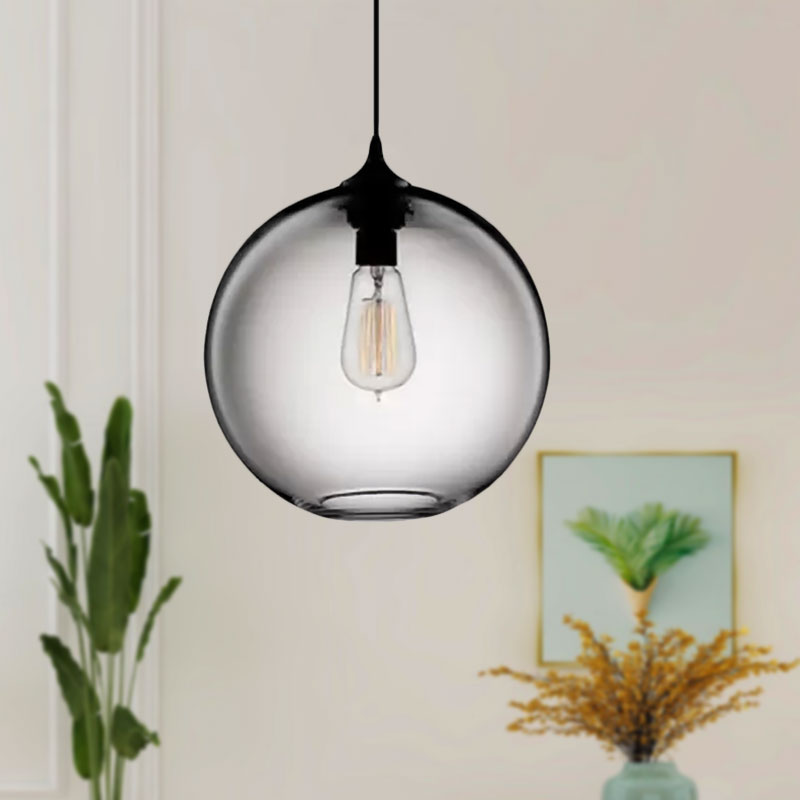 Globe Ceiling Pendant Light Simplicity Glass 1 Light Red Brown Clear - Rebooters