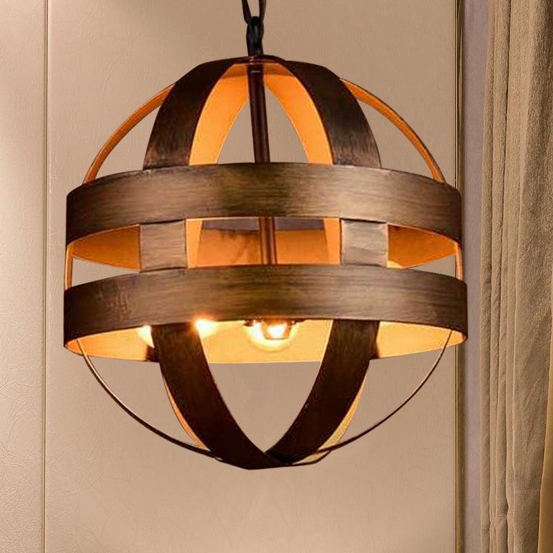 3 Lights Metal Chandelier Lighting Vintage Style Oil Rubbed Bronze Orb Cage Indoor Ceiling Light Fixture - Rebooters