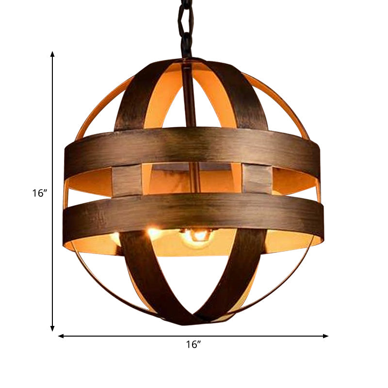 3 Lights Metal Chandelier Lighting Vintage Style Oil Rubbed Bronze Orb Cage Indoor Ceiling Light Fixture - Rebooters