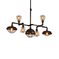 7 Bulbs Pipe Design Chandelier Lighting Black Metal Pendant - Rebooters