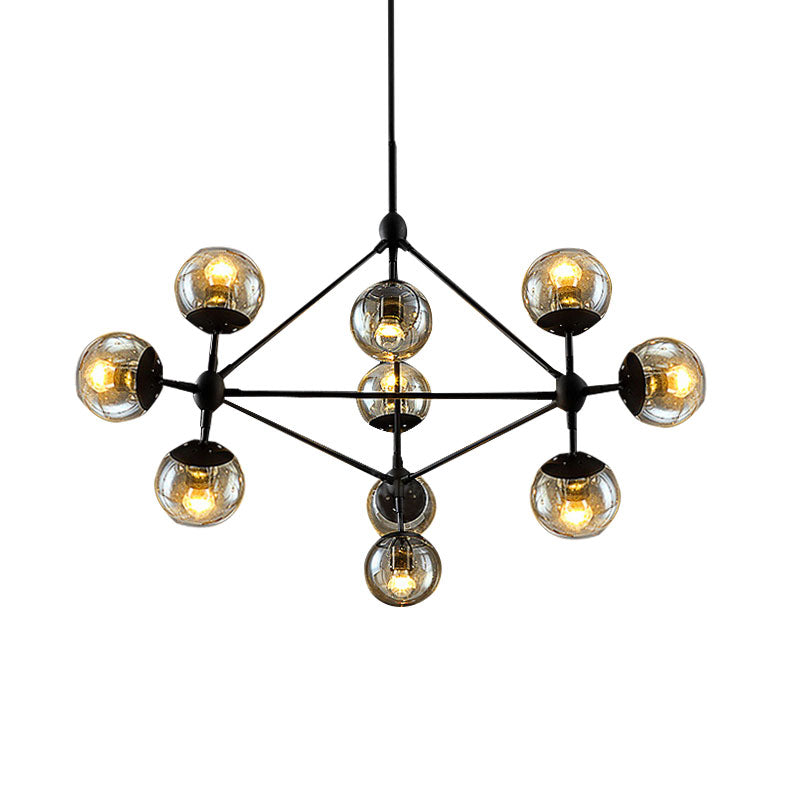 10-Light Chandelier with Sphere Shade Amber Glass Lamp - Rebooters