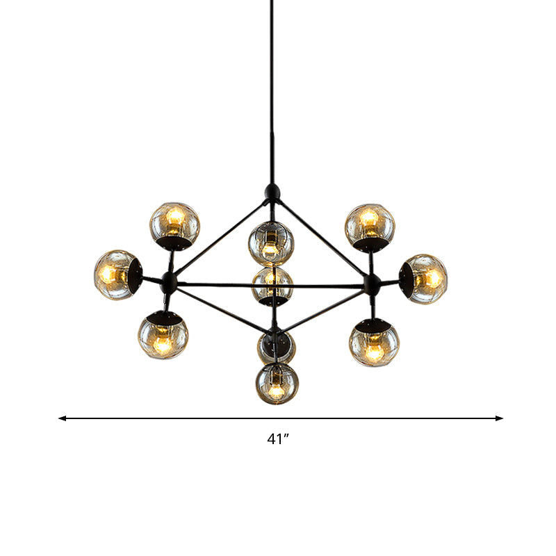 10-Light Chandelier with Sphere Shade Amber Glass Lamp - Rebooters