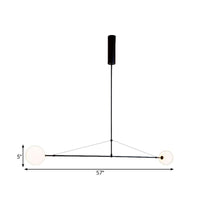 2 Heads Indoor Pendant Light Fixture with Global White Shade - Rebooters